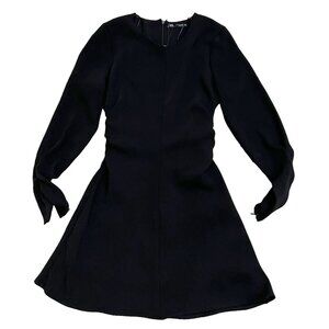 Zara Women's Size M Long Sleeve Ruched Detail Sleeves & Sides Mini Dress Black